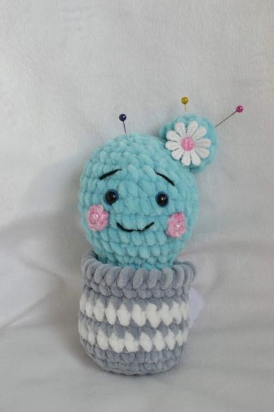 Игрушка мягкая, ручной работы, детская Кактус (игольница), 13-14 см 223 фото