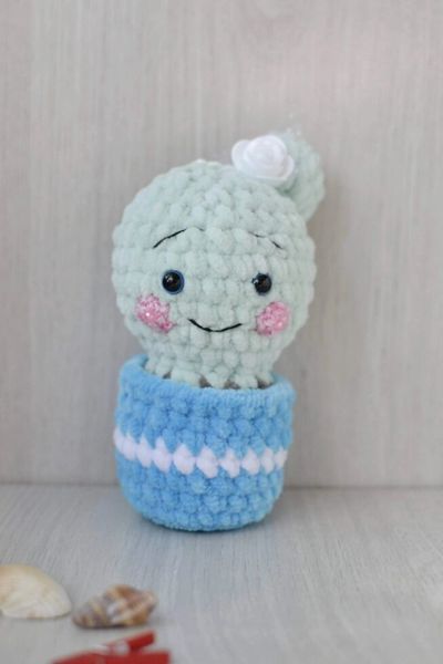 Игрушка мягкая, ручной работы, детская Кактус (игольница), 13-14 см 223 фото